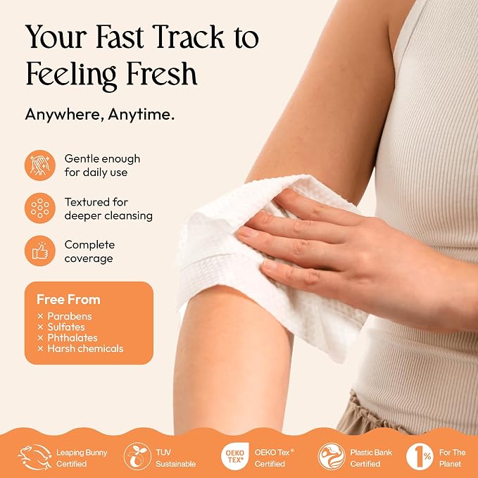 FOMIN Acidified Travel Deodorant Mini Wipes For Women & Men- Citrus Harmony - 288 Count - pH Balanced, Biodegradeable Mini Deodorant Travel Size Wipes - Plastic-Free, Underarm Body Wipes