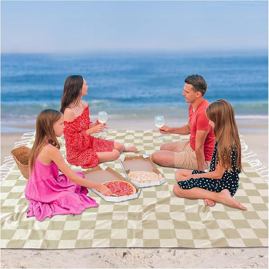 Turkish Beach Towels Large Soft Picnic Towel Vacation Essentials Outdoor Law Grass Mat Park Car Summer Stuff Road Camping Gear Ship Cruise Gear Must Haves Europe Trip Beach Towel Outside Yard Beige