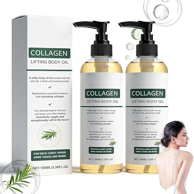 2 Packs Hydrating Collagen Oil For Body & After Shower,Collagen Lifting Body Oil After Shower with Hydrating Formula For Women & Men Lightweight Non-Greasy (3.38 Fl Oz)
