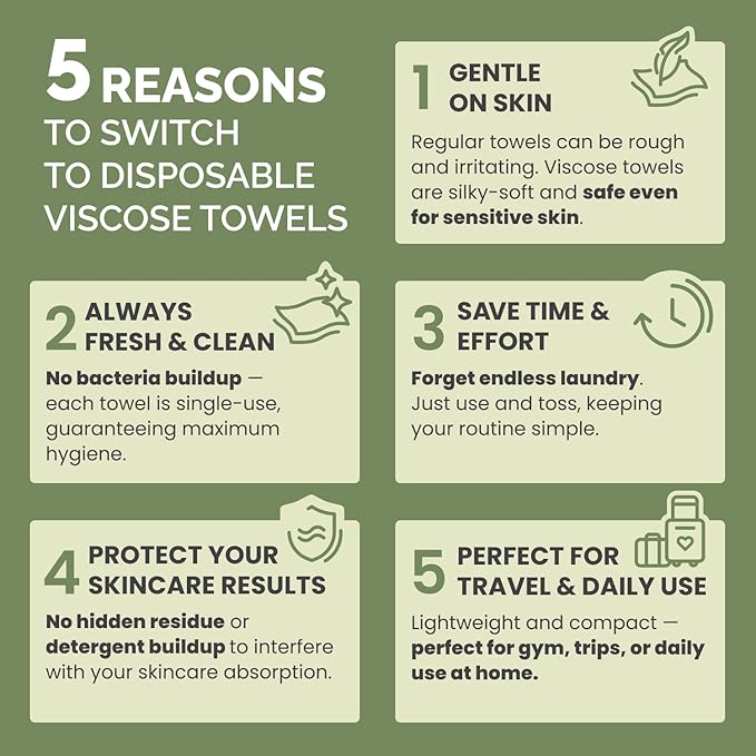 PLANTIFIQUE Disposable Face Towels XL 10"x12" - 100% Biodegradable Viscose Facial Towelettes for Women Skin Care - Toallas para la Cara Desechables, 100 Count (Pack of 2)