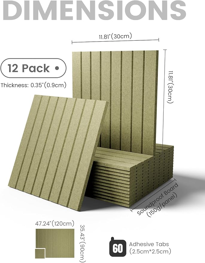 Fluxynara 48" x 36" Large Felt Bulletin Board, Olive Green | 12 Pack Cork Board Alternative with 60 Safe Adhesive Tabs, Pin Boards for Wall Decor, Home, Office, Classroom,Dorm
