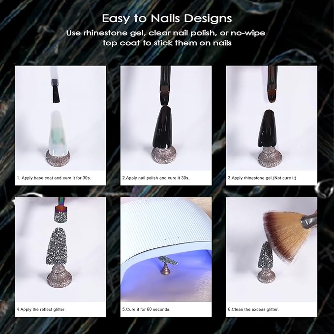 Allstarry Nail Glitter, 2 Colors Sparkling Silver Reflective Glitter Shiny White Diamond Dust Shimmery Sequins Crystal Gems for Nail Art Disco Party Nightclub Raves Festivals Concert Shows Wedding