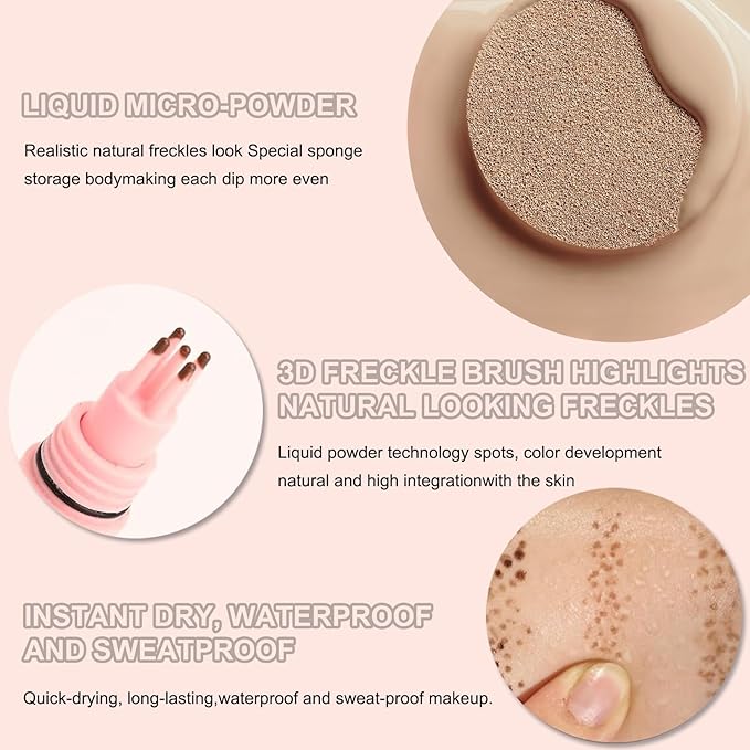 Faux Freckle Stamp for Girls and Women,Long Lasting Quick-drying Waterproof 5 Points Freckle Pen,Get Natural Lifelike Sunkissed Face Freckle Makeup Gift on Birthdays (03 Deep)