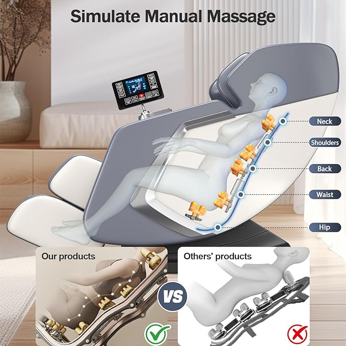 Zero Gravity Shiatsu Massage Chair Full Body Deep Tissue Massage with Lumbar/Calf Heat, Foot Rollers & Recline - Relieve Back Pain for Home Office Workers/Athletes