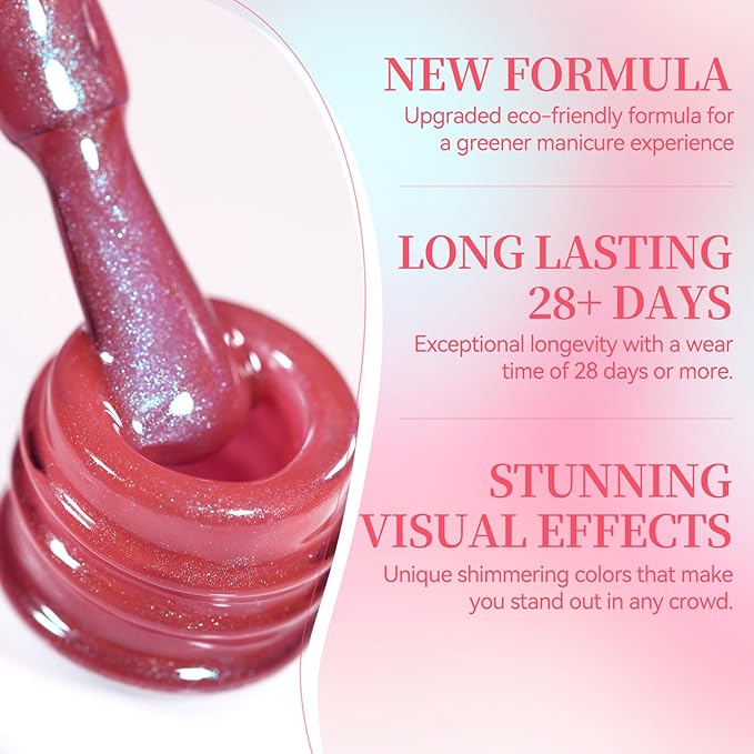 Born Pretty Spring Summer Cat Magnetic Eye Gel Polish,2026 Fruit Pink Green Holographic Glitter Shimmer Translucent Sheer Magnetic Gel Polish Salon DIY at Home