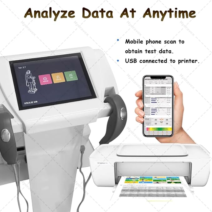 Smart Body Composition Analyzer with Printer, Digital BMI Fat Scale for Gym Clinic Home Use, 20 Metrics Muscle Mass Measurement