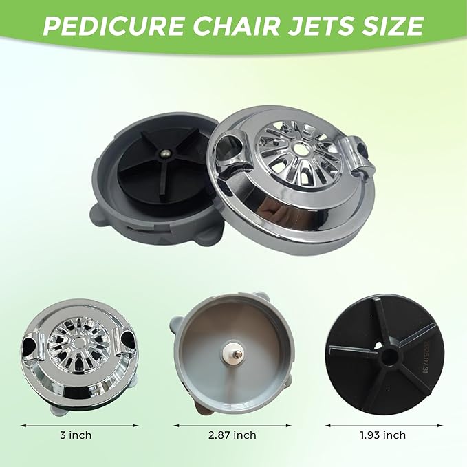 Pipeless Jet Motor Magnetic Head BF-004 Pedicure SPA Chair Part Replacement for LURACO Bathtub Jets Includes Propeller and Cap Silver