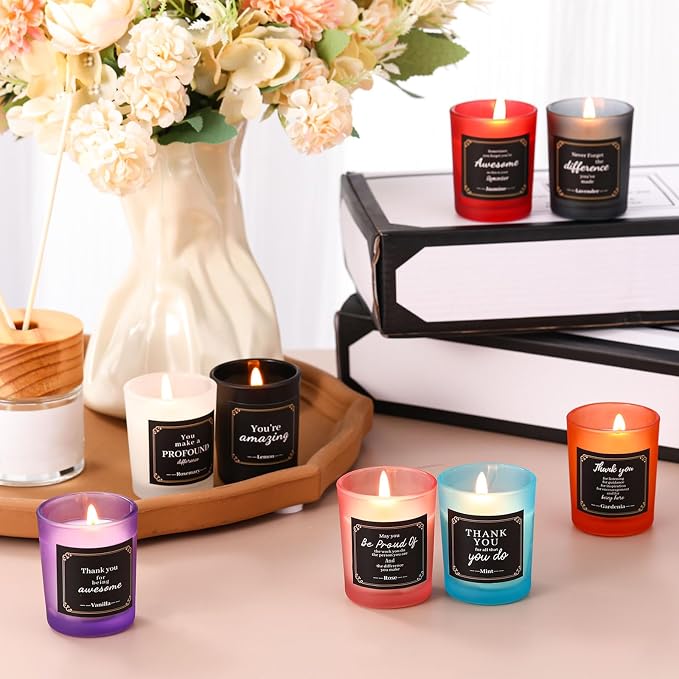 MTLEE 16 Pack Scented Candles Gifts Set Aromatherapy Soy Wax Candles Bulk Scented for Women Men Birthday Bath Yoga Family Gatherings Festive(Motivational,Multicolor)