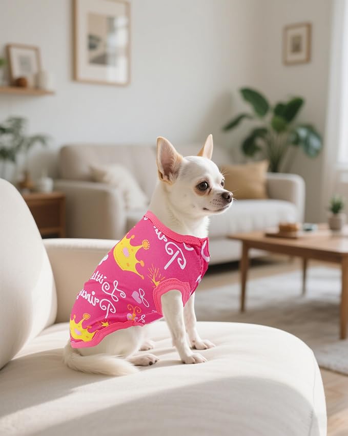 PET SHOW 4 Pack Dog Shirts for Small Doggies Female Tank Top Tee Red Pink T-Shirts Pets Sleeveless Vest Cats Kittens Girl Puppy Clothes (Small)