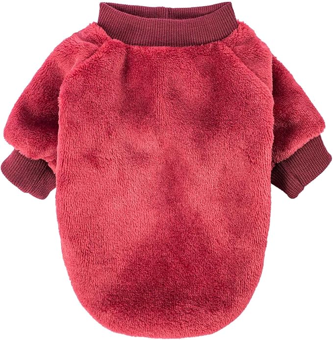 FabriCastle Christmas Dog Sweater, 2-Pack Dog Clothes, Soft and Warm Pet Jackets for Small Dogs & Cats, Winter Pet Apparel Costumes, Puppy Outfits (Dark red,Dark Green, Small)