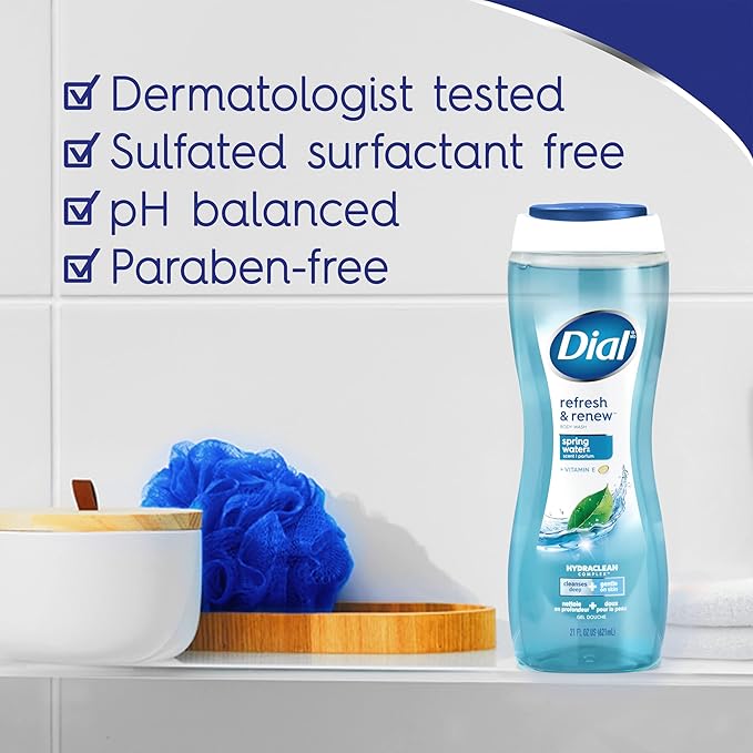 Dial Body Wash, Refresh & Renew Spring Water, 32 fl oz (Pack of 2)