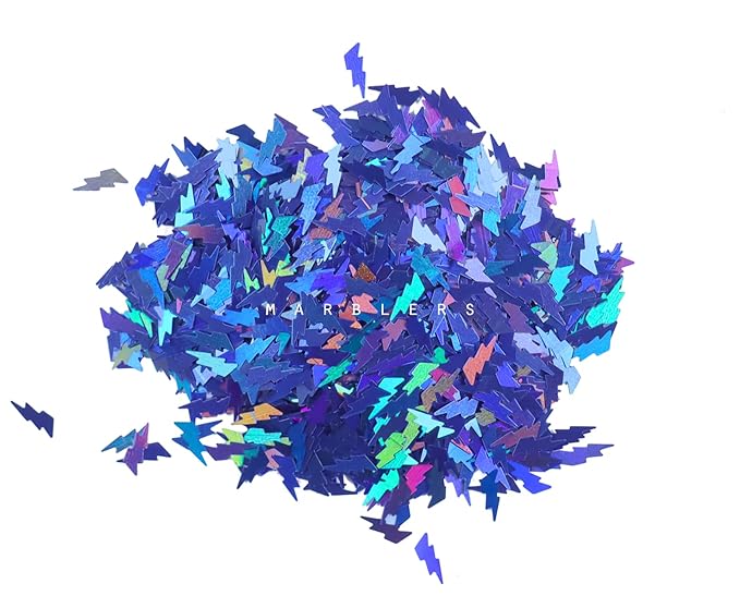 MARBLERS [Thunder] Shape Glitter for Body & Face 0.11oz (3g) | Flake | Non-Toxic | Vegan | Cruelty-Free | Eyeshadow, Nail Polish, Nail Art | Festival, Rave & Party Makeup | Body & Face