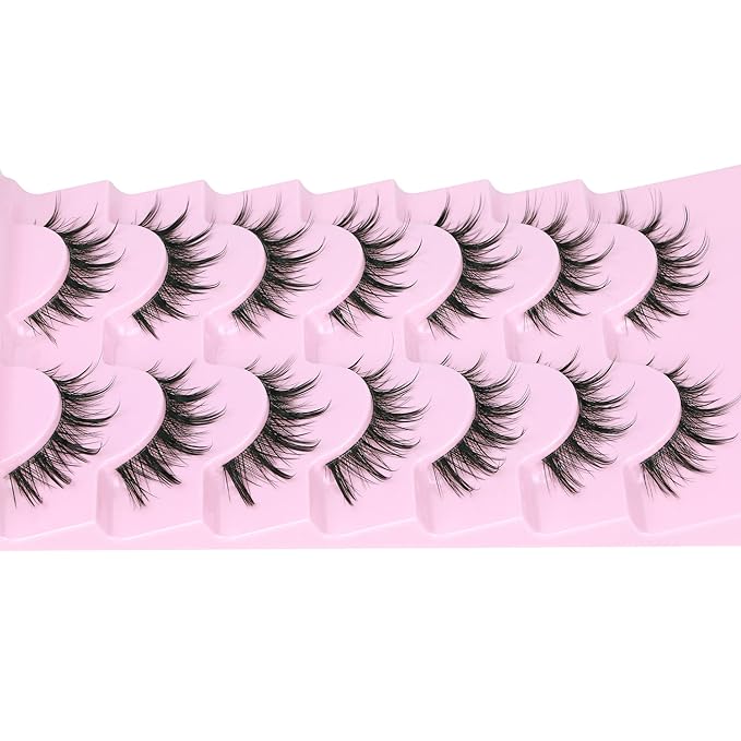 Manga Lashes Natural Look Anime Lashes Cosplay False Eyelashes with Clear Band 3D Wispy Eyelashes Asian Japanese Korean Style Manhua Lashes Look Like Individual Clusters Pack by EYDEVRO