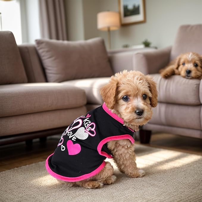 Pistha 4 Pack Dog Shirts Summer Printed Puppy Clothes Cute Sleeveless Pet T Shirts Dog Clothes for Small Medium Dogs Cats Girl(M)