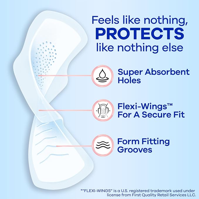 Always Infinity Feminine Pads for Women, Flexfoam Pads with Wings, Size 2, Heavy Absorbency, Unscented, 96 Count (Pack of 2)