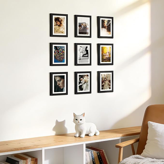 upsimples 5x7 Picture Frame, Photo Collage Wall Decor Set of 10, Black | Small Frame Fit 4x6 and 5 x 7 Photos, Wall or Tabletop Display, For Gallery Hallway Living Room, For Christmas Mother's Day