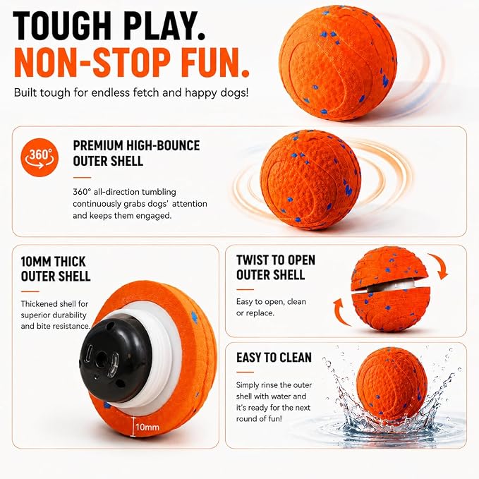 Interactive Dog Ball, Automatic Moving Toy for Small Dogs
