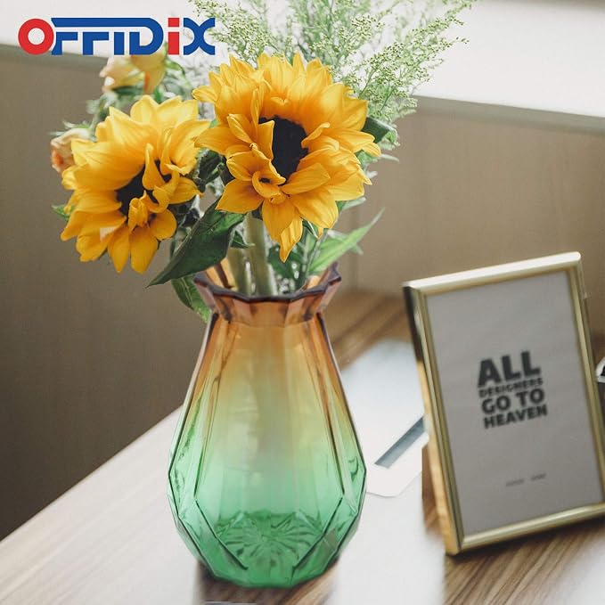 Glass Vase Gradient Multicolor with Geometric Faceted Design Floral Vase for Home, Business, Events or Weddings | for Home, Office or Wedding