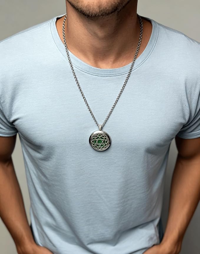 Aromatherapy Essential Oil Diffuser Necklace -Perfume Stainless Steel Pentagram Locket Pendant Jewelry for Women Men Birthday