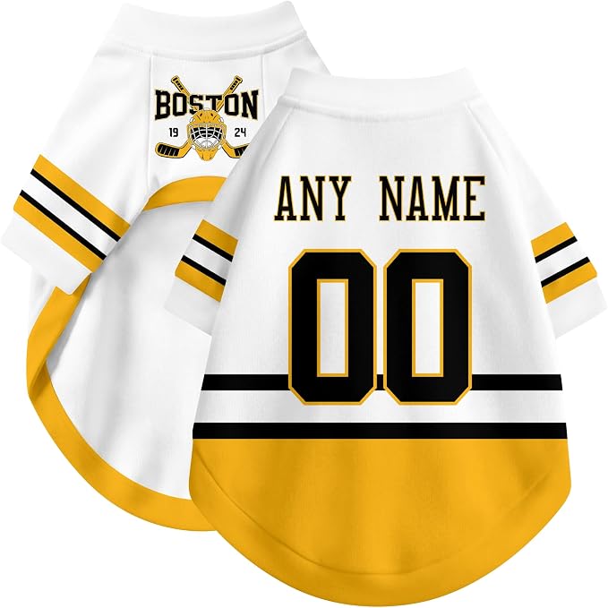 Boston Dog Clothes Personalized Pet T Shirt for Dogs Gift | Custom Name Number Jersey Style Pet Shirt for Dog