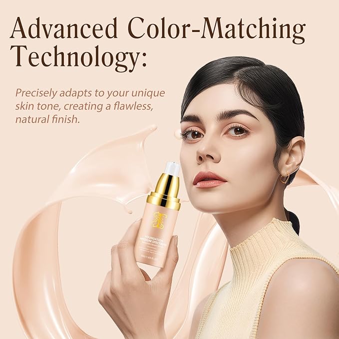 TLM Color Changing Foundation Concealer Cover Cream Liquid Base Flawless Full Coverage Natural Foundation Makeup Moisturizing Fluid for All Skin SPF15 (#2, 30ml)