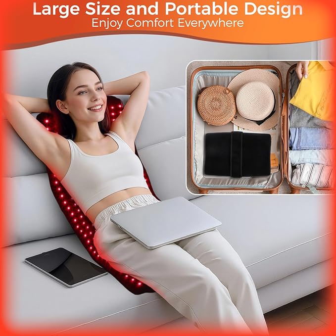 Red Light Therapy for Body, Red Light Therapy Mat with 660nm & 850nm Dual Wavelength, 270 LEDs redlight with Adjustable Timer & Intensity, Gifts for Women Men