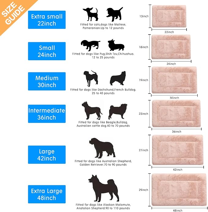 Dog Crate Pad Washable Dog Bed for Crate Medium Cozy Mat 36-Inch Pink | Ultra Soft Kennel Pad,Anti-Slip Bottom,Fits for Most Metal Crates,Comfortable Sleeping Pet Mat