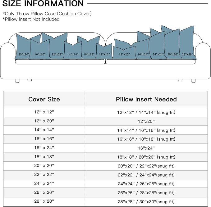 OTOSTAR Linen Throw Pillow Cover Set of 1 Decorative Square Pillowcases Cushion Covers 24x24 Inch for Home Decor Sofa Bedroom Car 60 x 60CM Blue