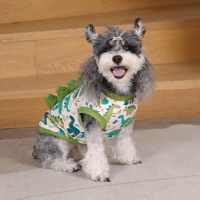CuteBone Dinosaur Costume Dog Shirt, Stretchy Velvet T-Shirt Clothes for Small Dogs, Soft & Breathable Pet Tee Outfit Cat Apparel for Daily Wear, Cozy Pullover Design Puppy Fashion COSBX03XS