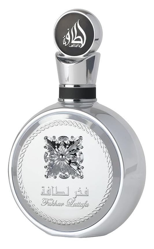 Lattafa Fakhar Platin – Citrus, Spicy, Aromatic, Woody – Eau de Parfum Spray Long-Lasting Fragrance for Unisex, 3.4 Ounce / 100 ml