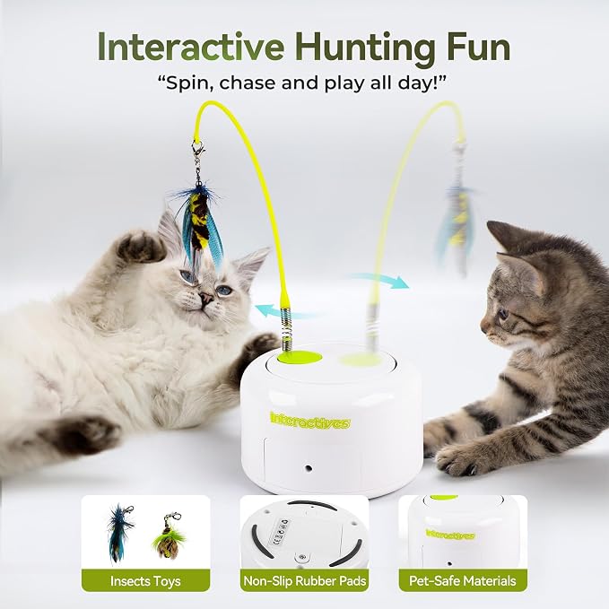 ALL FOR PAWS Interactive Cat Toy, Automatic Fluttering Bug Enrichment Toy for Indoor Kittens, Flying Cat Toy with Motion Sensor, 1 Replacements