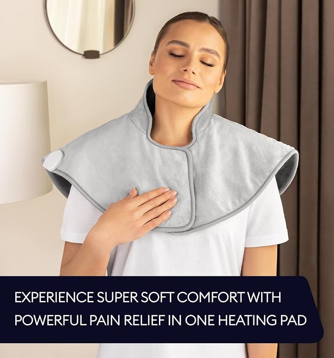 GENIANI Electric Throw - Heating Pad for Neck and Shoulders, Large Heated Pad for Neck Pain, Shoulder Heating Wrap with 4 Auto Shut-Off, 6 Heat Settings, Pain Relief, Gifts for Women Men - 22"x24"