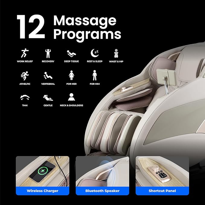 Titan 4D Endor l 4D Massage Roller l Full Body Massage Chair l Body Scan Technology l SL Track l 3 Stage Zero Gravity Reclining l Space Saving l Bluetooth Speakers (Taupe)