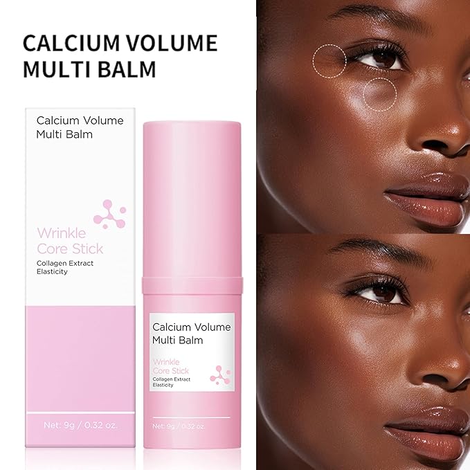 Cemenrete Calcium Volume Multi Balm Stick, Korean Collagen Moisturizing Glow, Hydrating & Anti-Aging Almond Vitamin E for Face, Eyes, Lips & Neck (Multi Balm Stick, 1)