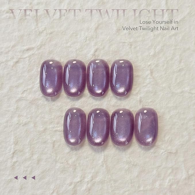 GAOY Purple Glassy Cat Eye Gel Nail Polish, 16ml Glitter Holographic Nail Polish with Magnet, Reflective Translucent UV Light Cure, 3140 Velvet Twilight