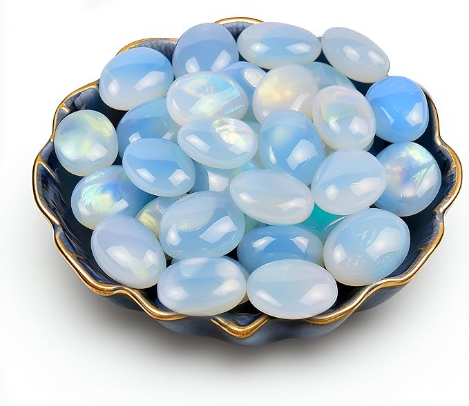 Polished Stone Set Opalite Crystals, 0.8" Handpicked Tumbled Gemstones Rocks, Pebbles for Reiki, Chakra, Healing, Home Decor