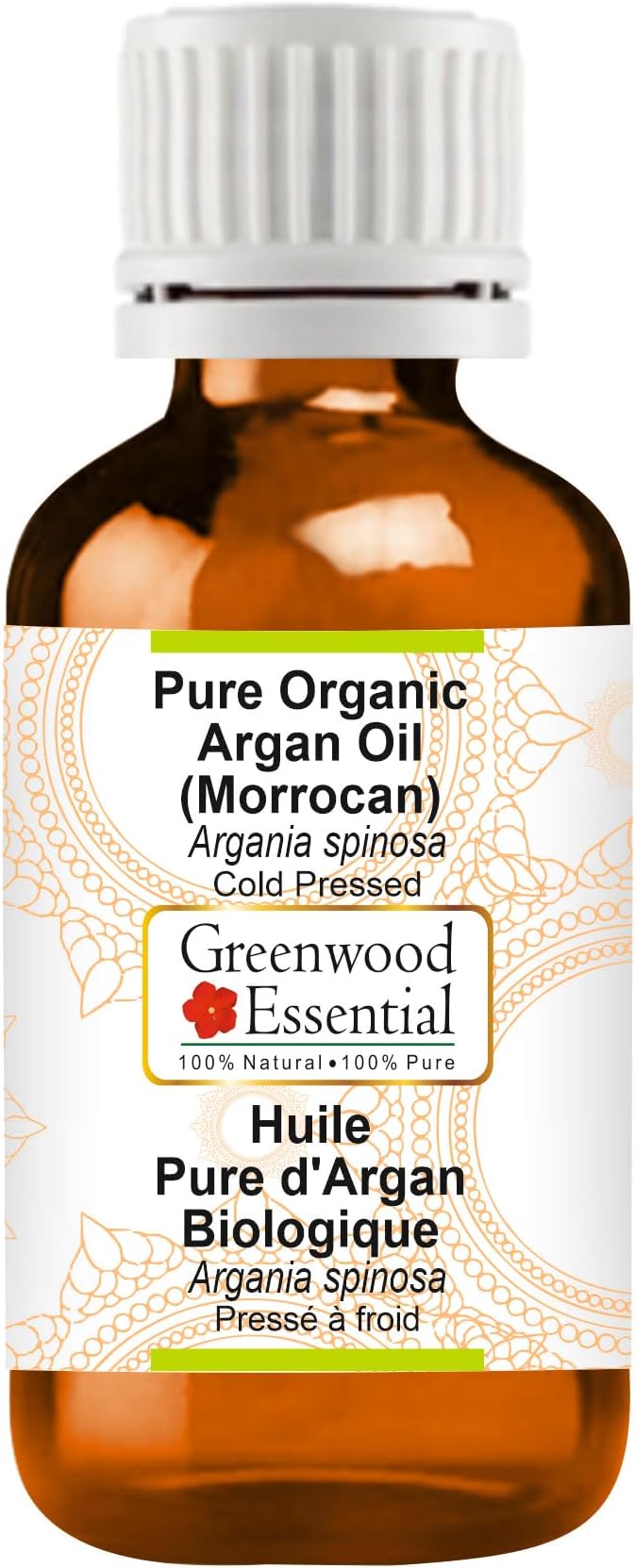 Greenwood Essential Organic Argan (Moroccan) Oil (Argania spinosa) | Cold Pressed | Natural | Undiluted | for Diluting Essential Oils | for Hair, Skin & Massage | Men & Women | 15ml (0.50 oz)