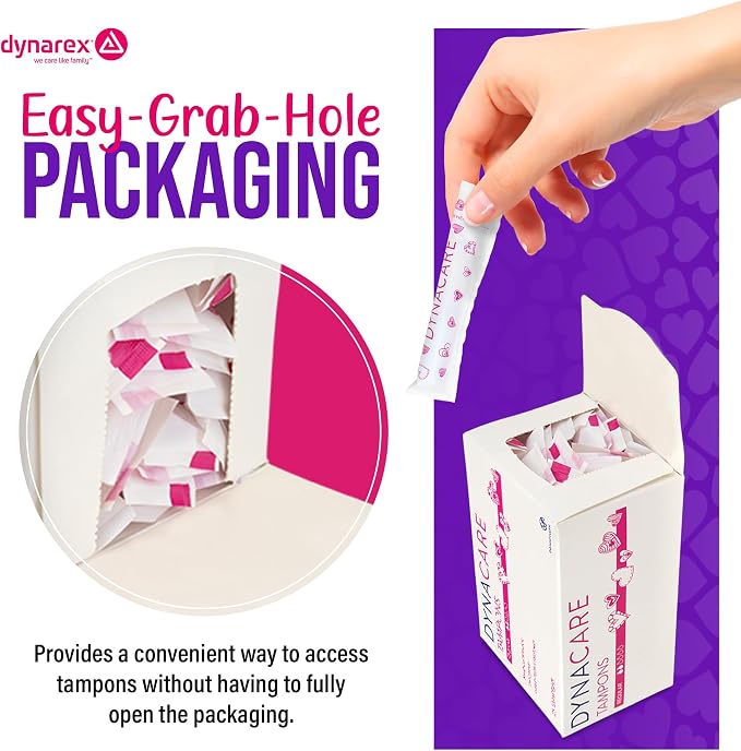 Dynarex Regular Tampons – Bulk Feminine Hygiene Product with Plastic Applicator – 6-Hour Protection – 9 Boxes, 225 Total Tampons