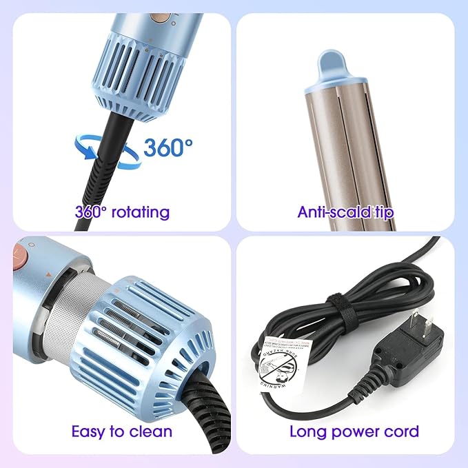 Hot Air Styler, Blow Dryer Brush with Negative Ionic, Auto Hair Wrap Curling Irons Airflow Hair Curlers, Multi Styler for Volumizing, Straight, Wavy, Curly Hair