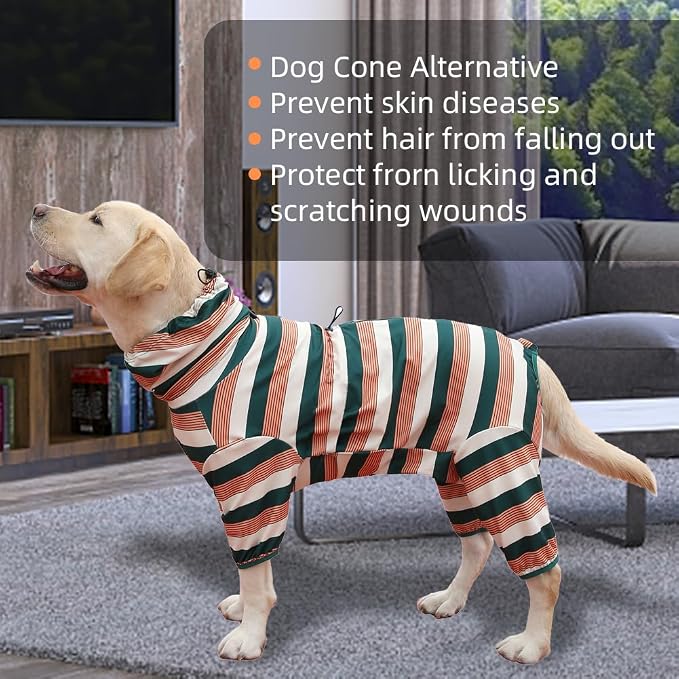Dog Pajamas for Large Dogs,Extra Large Stretch, Suitable for Adult, Medium-Sized Dogs, Large Pet Jumpsuit Four-Legged Dog Clothes, Pet Clothing. (Yellow-Black Bar, 6XL)