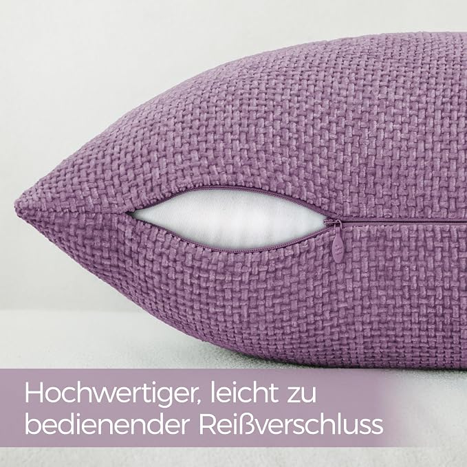 a moment Purple Chenille Throw Pillow Covers 16x16 Inch Pack of 2 Modern Decorative Throw Pillow Covers Farmhouse Cross Covers Home Decor for Sofa Bedroom Living Room