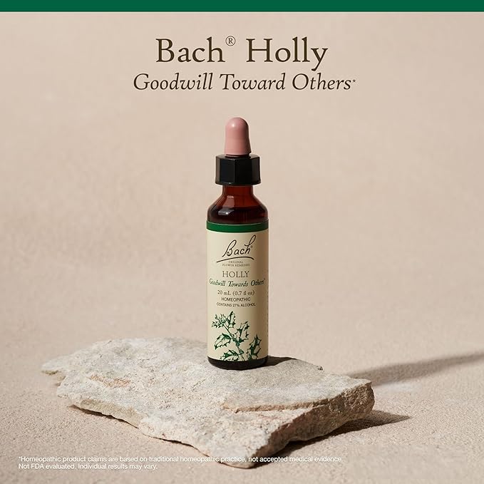 Bach Original Flower Remedies, Holly - Goodwill Towards Others - Natural Homeopathic Flower Essence for Emotional Balance - Vegan, Gluten Free, Sugar Free - 20mL Dropper