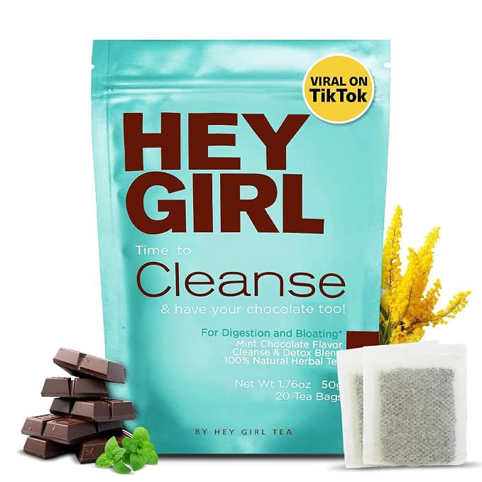 Hey Girl Detox Tea — Body & Colon Cleanse with Senna Leaf, Milk Thistle, & Lemongrass — Flat Tummy Tea for Digestion & Bloated Belly Relief, Mint Chocolate