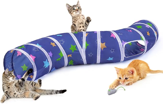 Glittme S-Shape Cat Tunnel, Foldable Cat Tunnels for Indoor Cats