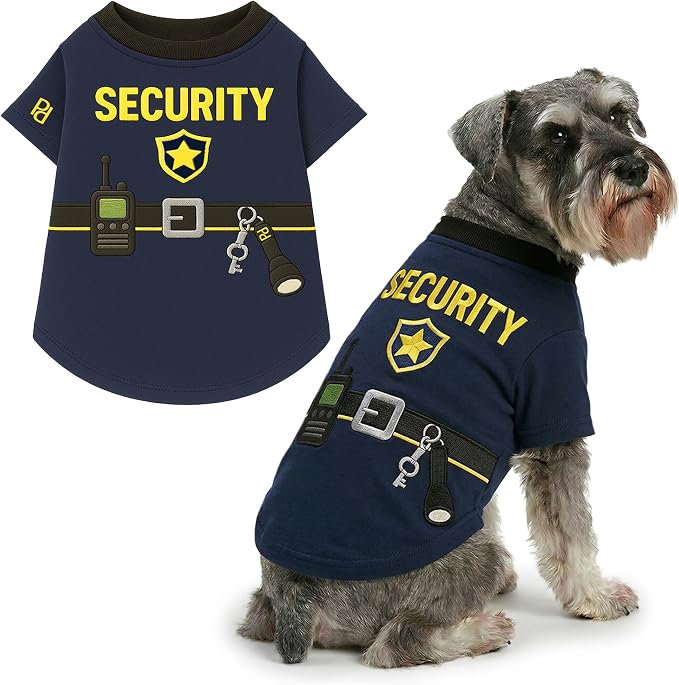 Parisian Pet Dog Security Woofficer Shirt - Halloween Pet Vest - Halloween Shirts for Dogs - Embroidered Pets Clothes - Puppy Halloween Costume - Sleeved Doggy Costumes for Large Dogs - 2XL
