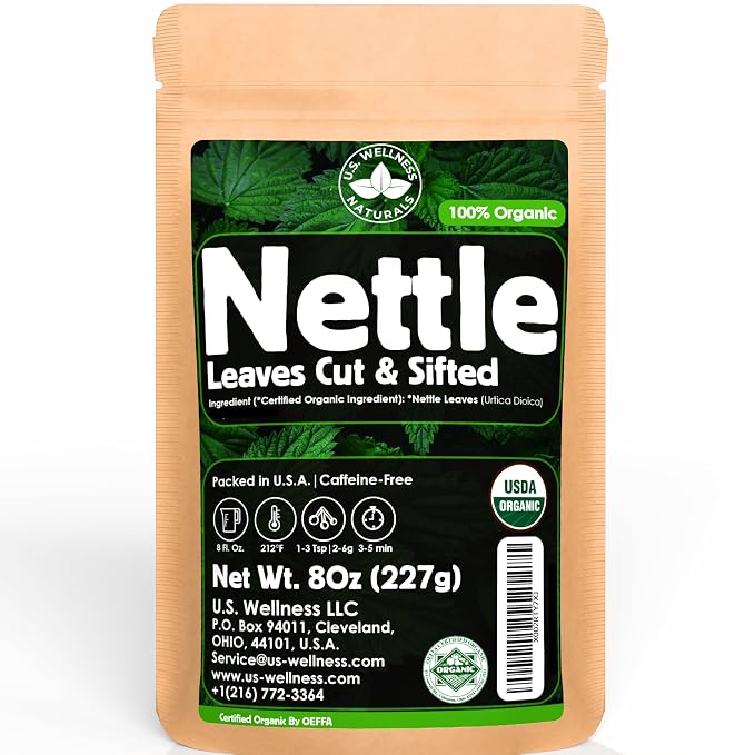 Nettle Tea - 8Oz (REAL WILD HARVEST) | 100% USDA Certified ORGANIC | Loose Leaf (Urtica Dioica aka Stinging Nettle) Cut & Sifted