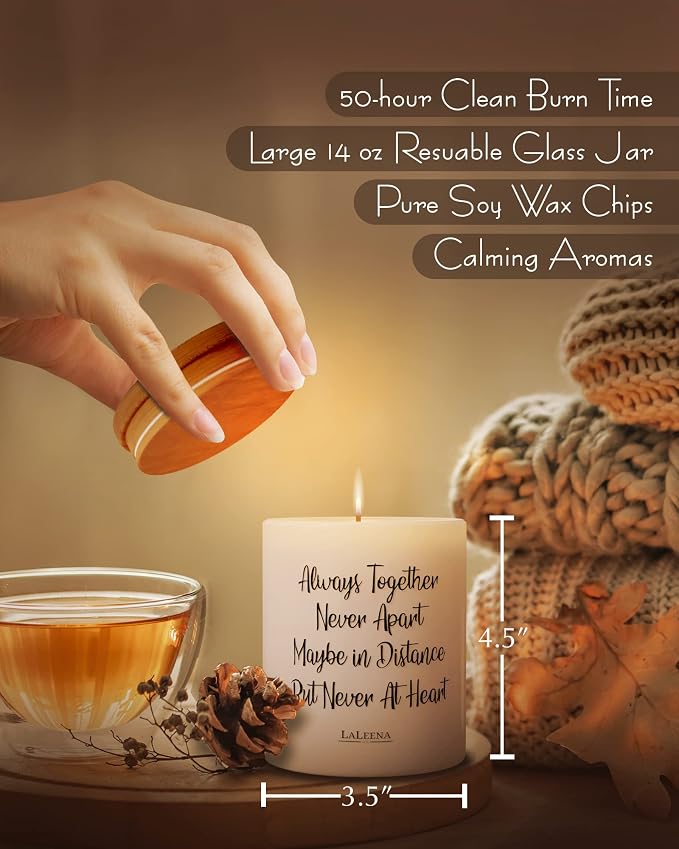 Scented Soy Memorial Candle – Glass Jar Candle Gift with 100% Organic Soy Wax & Fragrance Oil – Missing Someone Gift Decor for Women, Men, Couples, Meditation, Yoga by LaLeena, 14 Oz, Vanilla