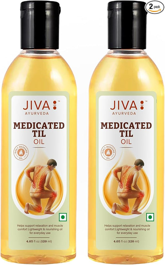Jiva Ayurveda Til Oil (120 ml, Pack of 2) | Traditional Sesame Massage Oil with Herbal Extracts | Supports Joint & Muscle Comfort, Flexibility & Relaxation