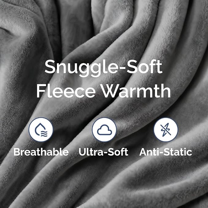 Fleece Blanket Queen Size - Ultra-Soft Flannel Fleece Blanket - Dark Grey | Soft, Warm, Outdoor Picnic Blanket for Camping, Travel, Lightweight, Cozy, Anti-Static, Home Decor Gifts for Men & Women