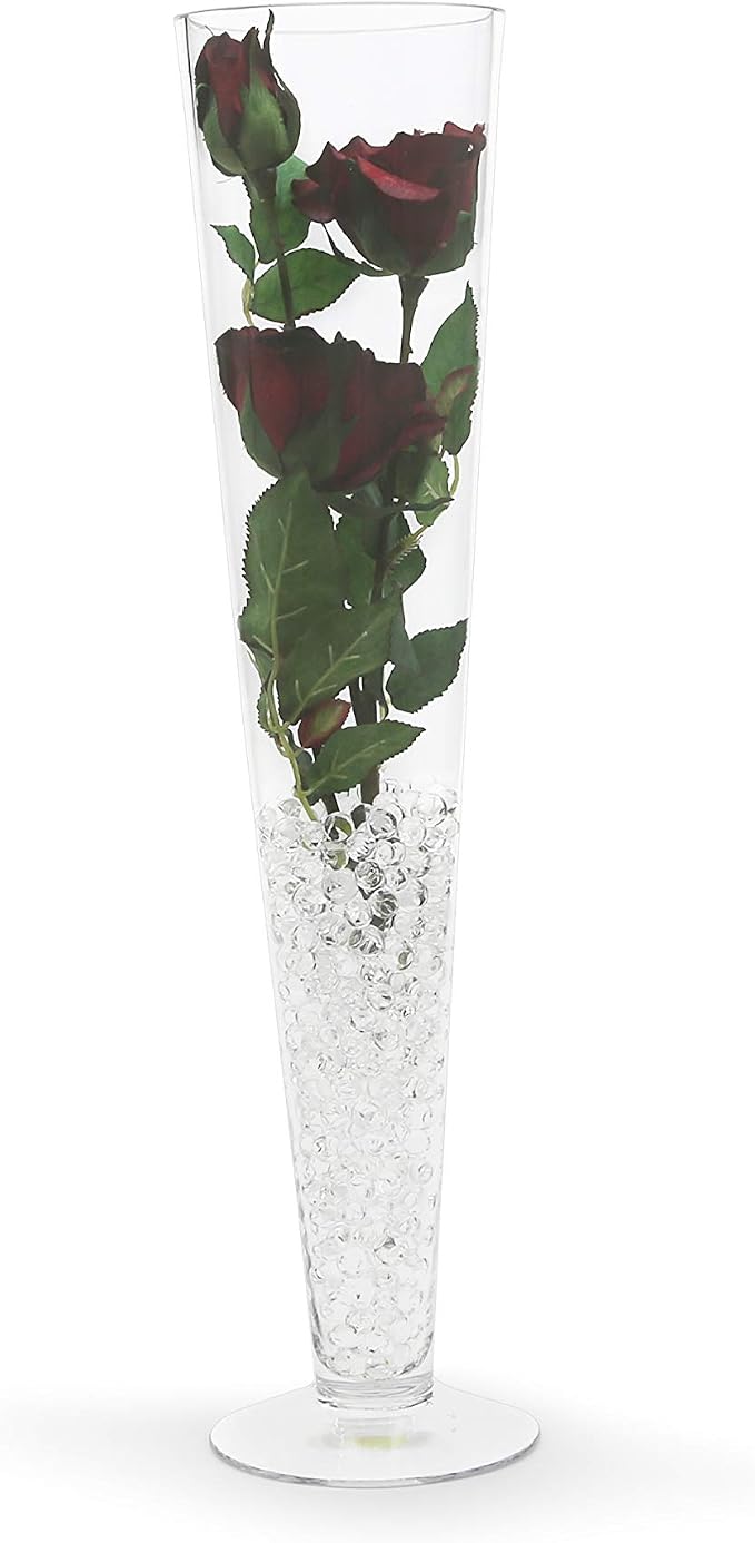WGV Trumpet Glass Vase Bulk, Open 4", Height 20", (Multiple Sizes Choices) Clear Tall Pilsner Floral Planter Container Centerpiece, Wedding Event Home Decor, 6 Pieces (VTV0420)